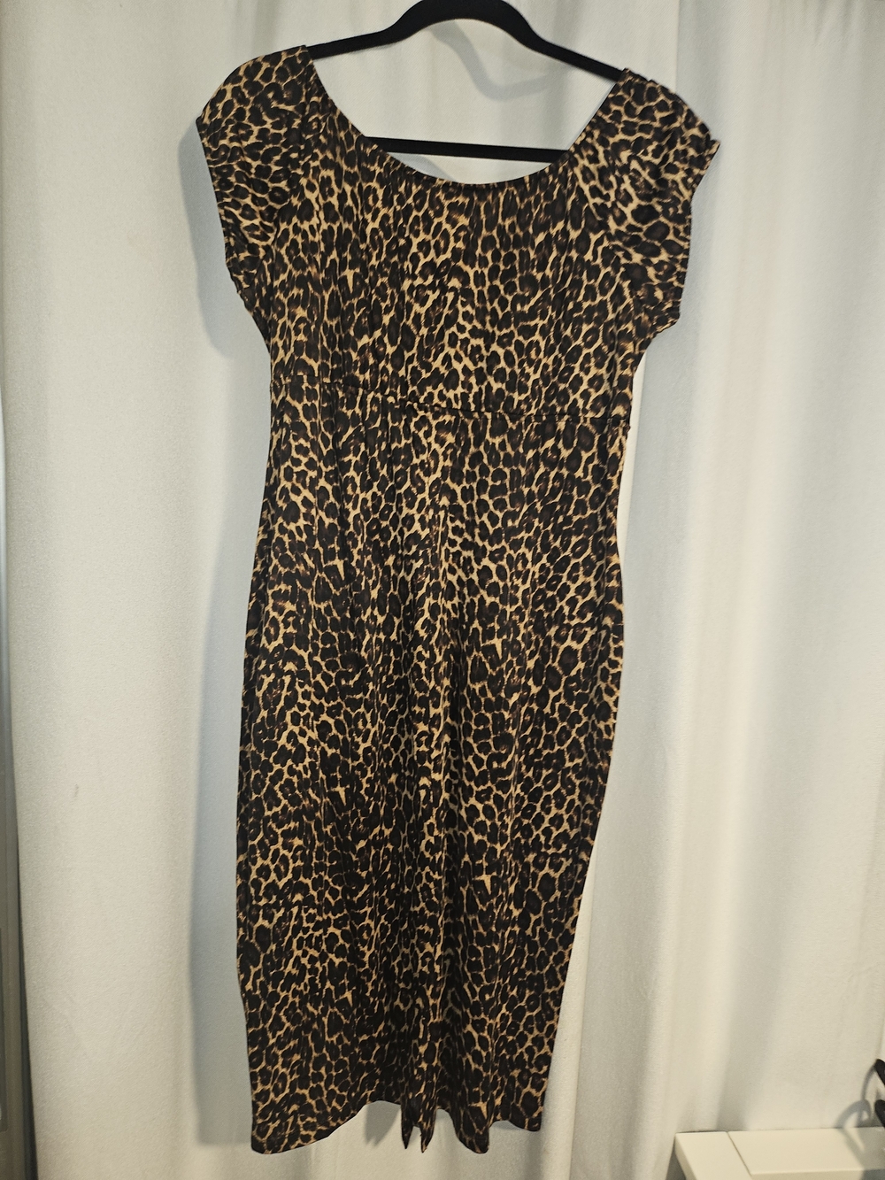 Pinup Couture Leopard Print Midi Dress with Black Neck Tie XXL - Picture 2 of 3